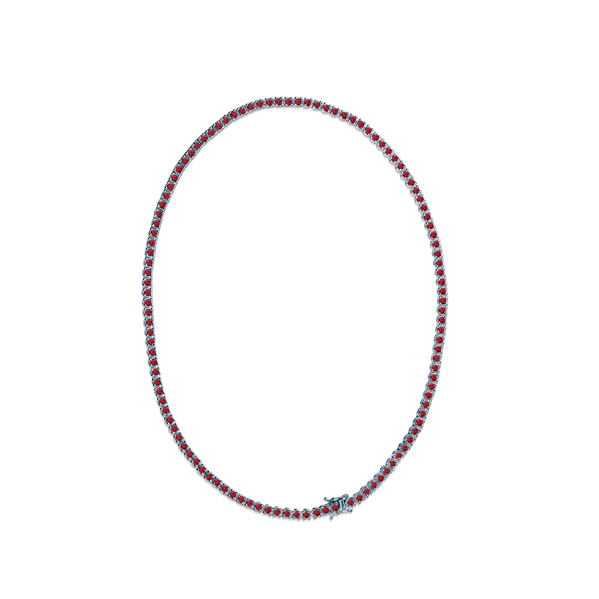 Tennis-Halskette Luminy 3,8 mm: Weißgold, Rubine