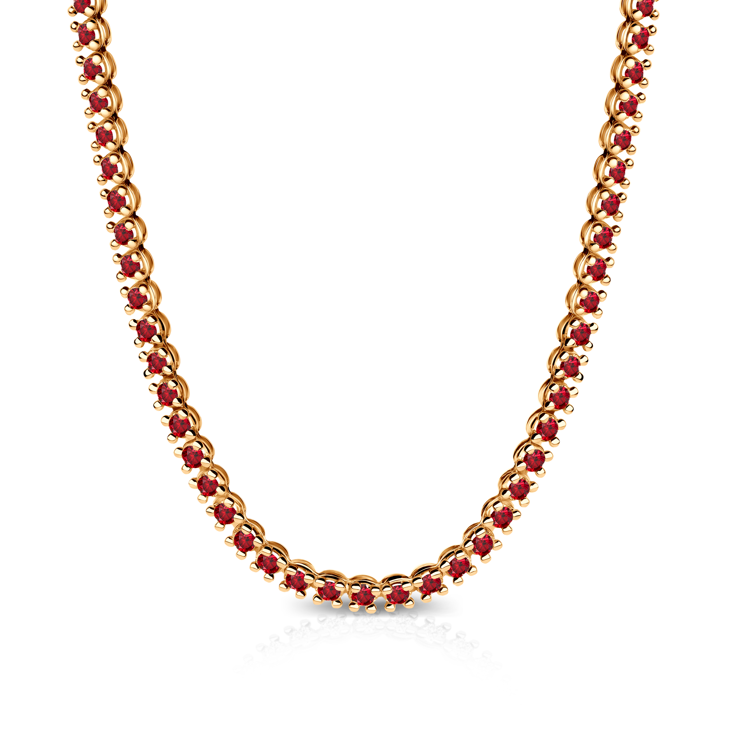 Tenisový náhrdelník Luminy 3,8 mm: zlato, rubíny