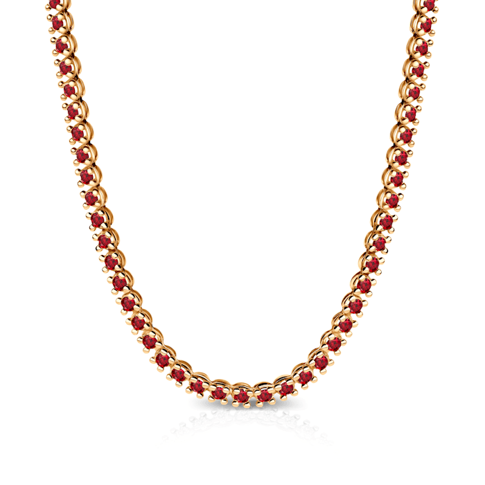 Naszyjnik tenisowy Luminy 3,8mm: złoto, rubiny