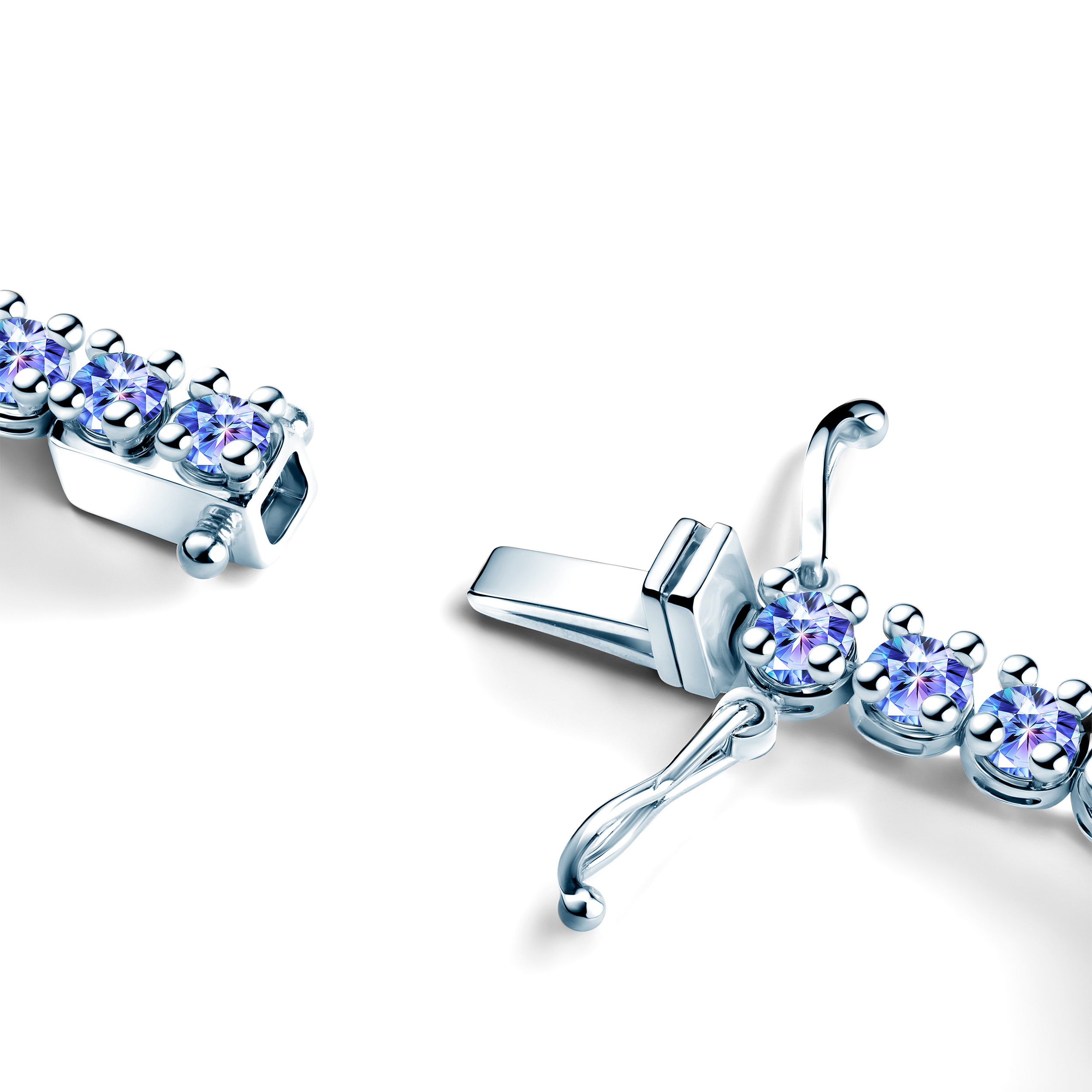 Tennis-Halskette Luminy 3,8 mm: Weißgold, Tansanite