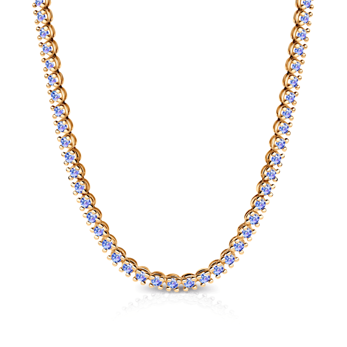 Naszyjnik tenisowy Luminy 3,8mm: złoto, tanzanity
