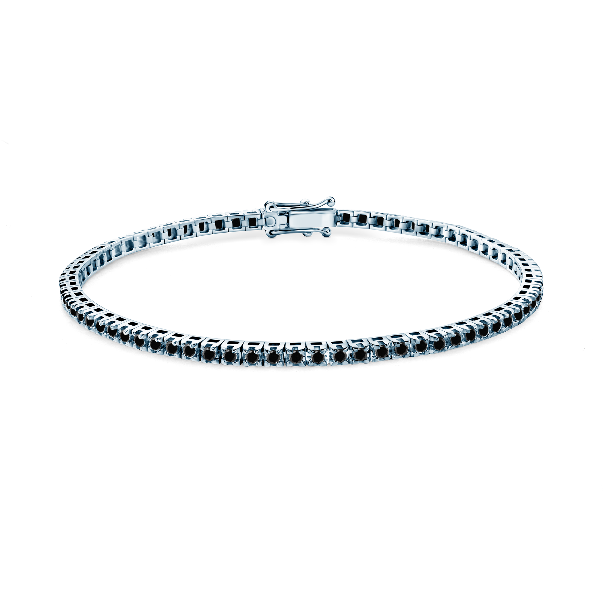 Tenisový náramok Luminy 2,3 mm: biele zlato, čierne diamanty