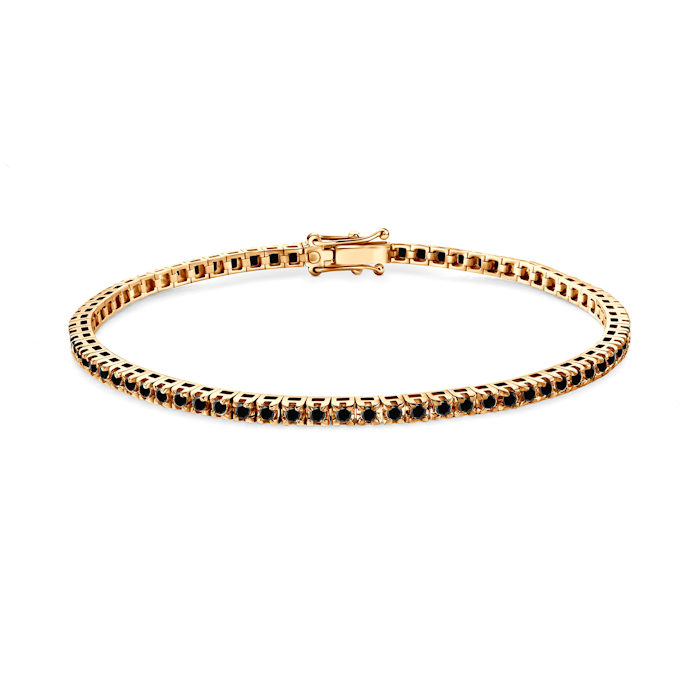 Luminy tennis bracelet 2.3 mm: gold, black diamonds