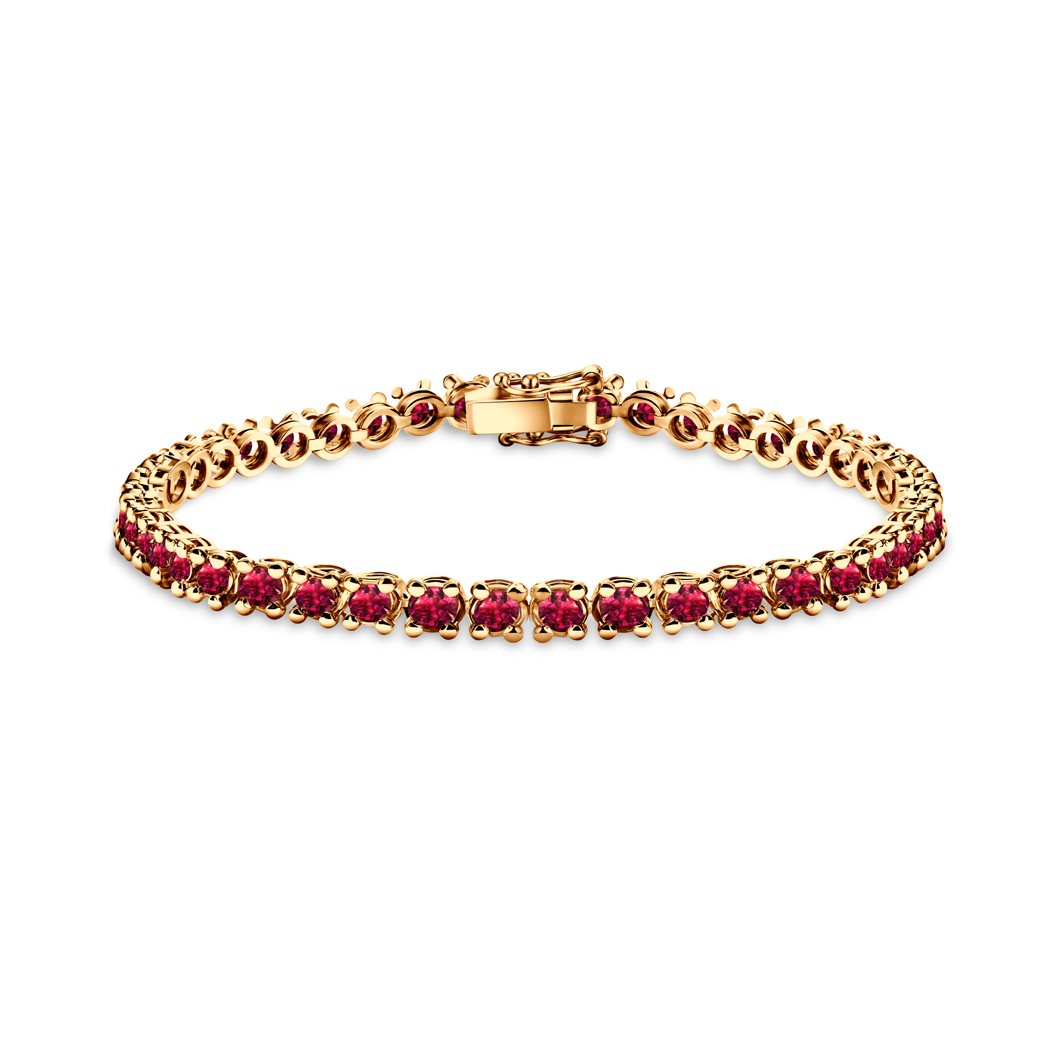 Luminy tennis bracelet 4.5 mm: gold, rubies