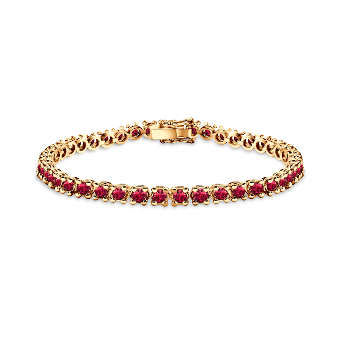 Luminy tennis bracelet 4.5 mm: gold, rubies