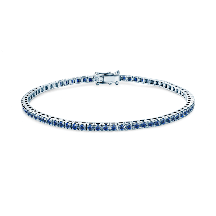 Luminy tennis bracelet 2.3 mm: white gold, blue sapphires
