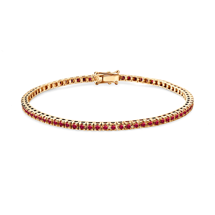 Luminy tennis bracelet 2.3 mm: gold, rubies