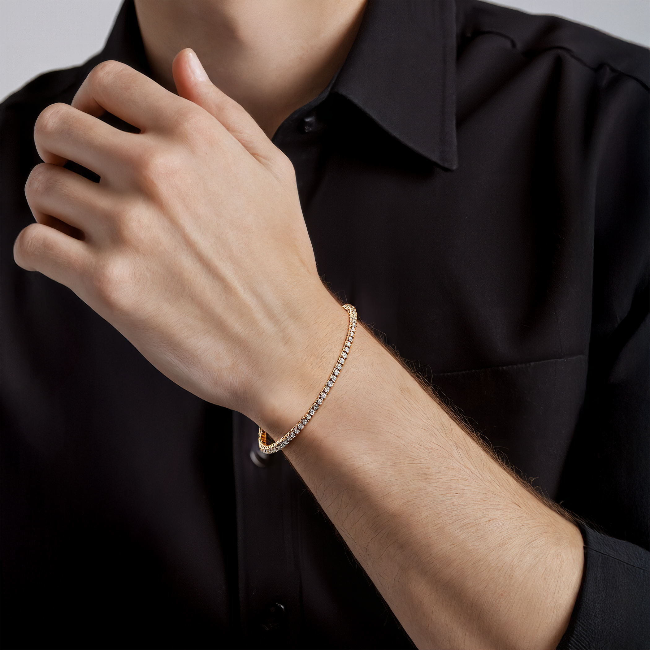 Tennisarmband Luminy 2,3 mm: Gold, weiße Saphire