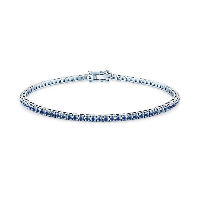 Luminy tennis bracelet 2.3 mm: white gold, blue sapphires