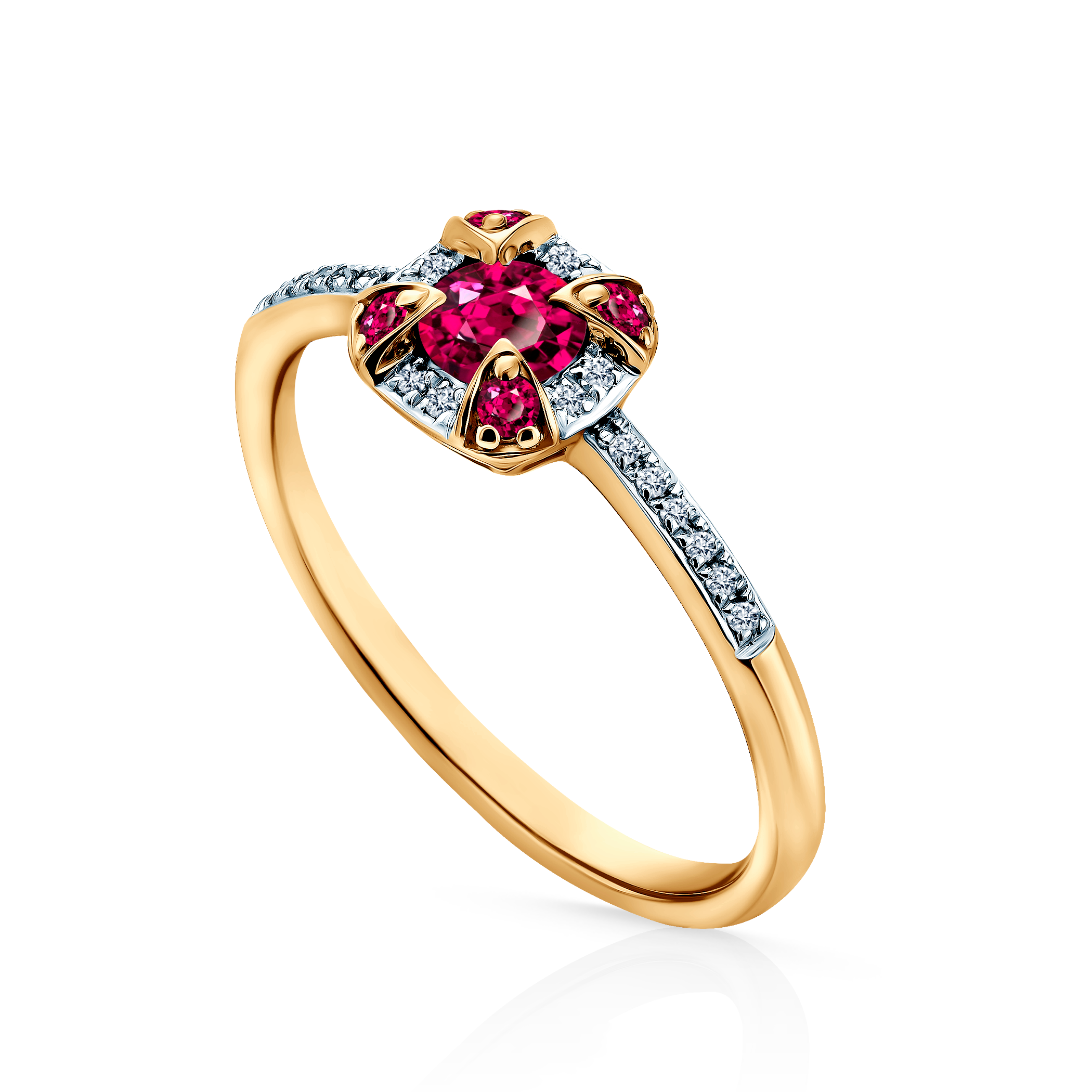 Ring Rosavine: zweifarbiges Gold, Rubin, Diamanten