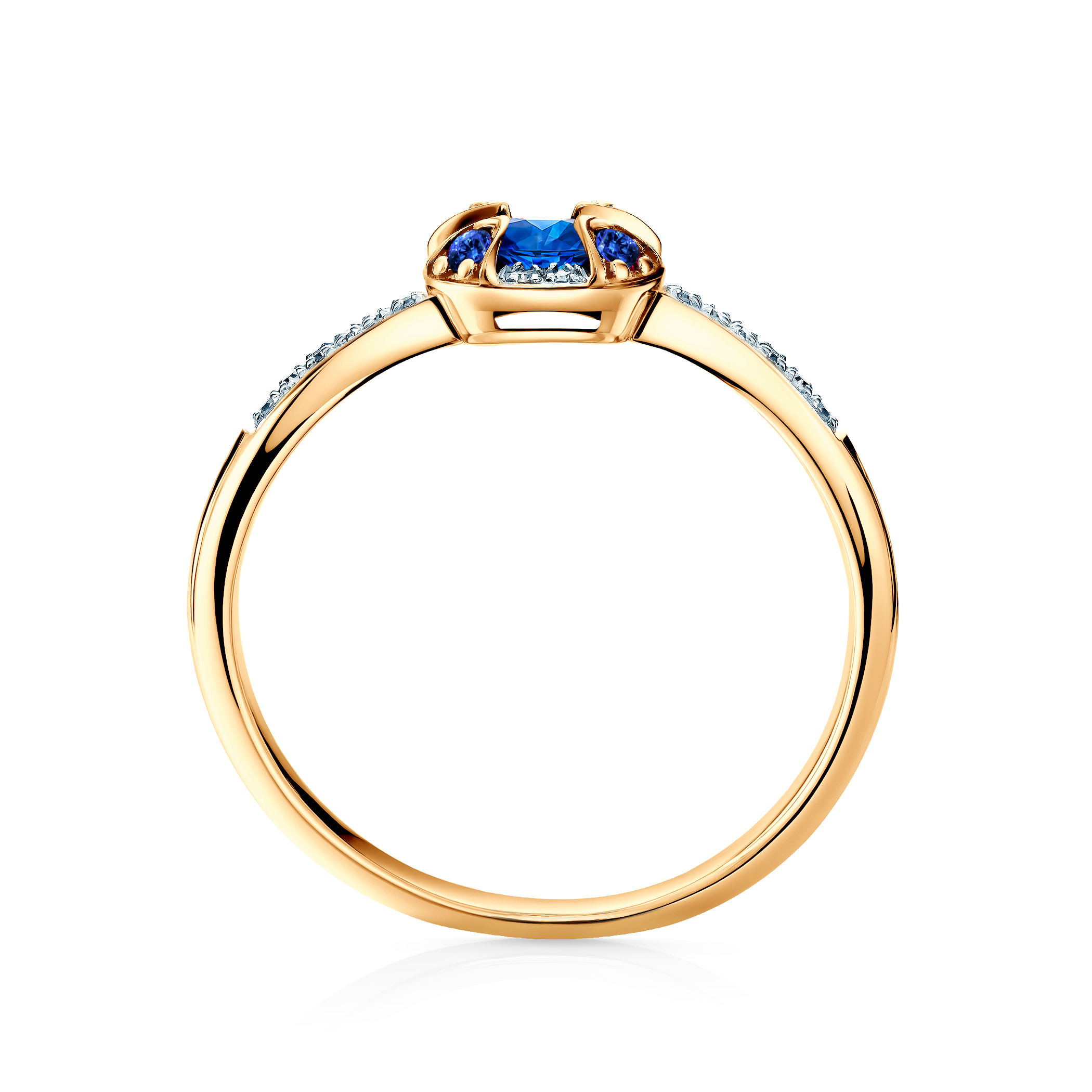 Ring Rosavine: zweifarbiges Gold, blaue Saphire, Diamanten