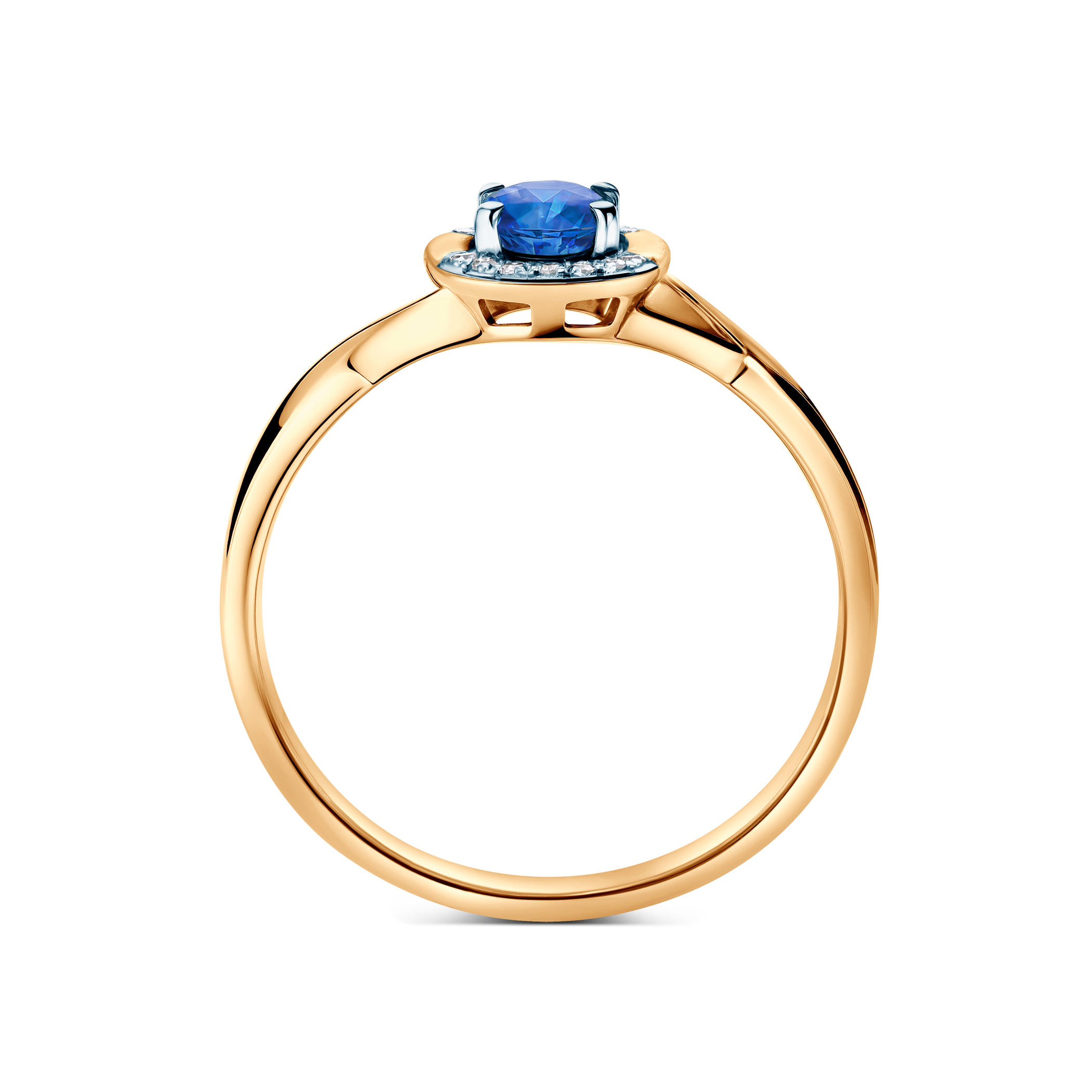 Verlobungsring SAVICKI: zweifarbiges Gold, blauer Saphir, Diamanten