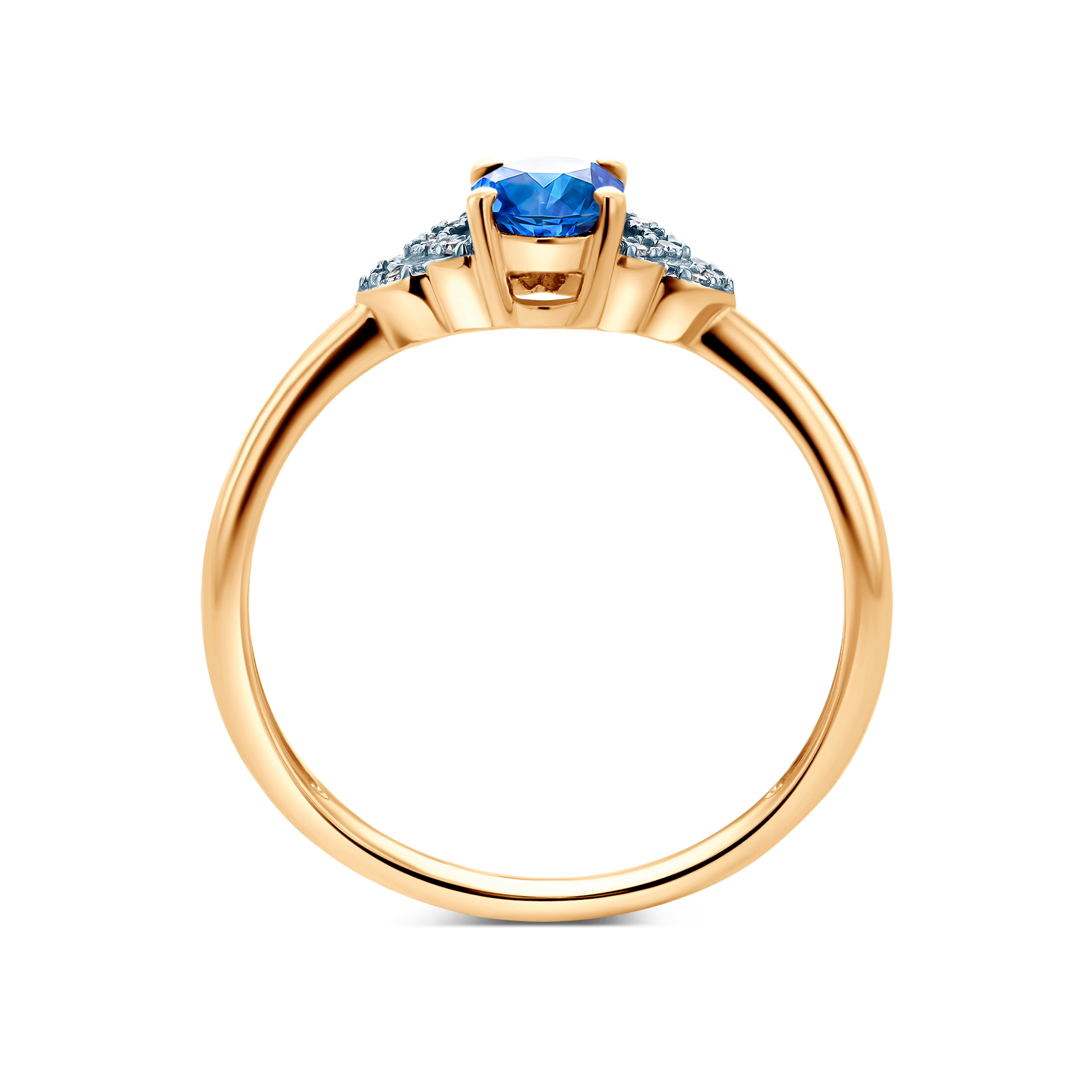 Verlobungsring SAVICKI: zweifarbiges Gold, blauer Saphir, Diamanten