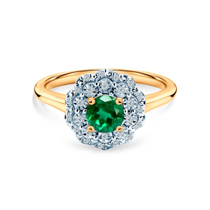 Rosavine ring: two-tone gold, emeralds, diamonds