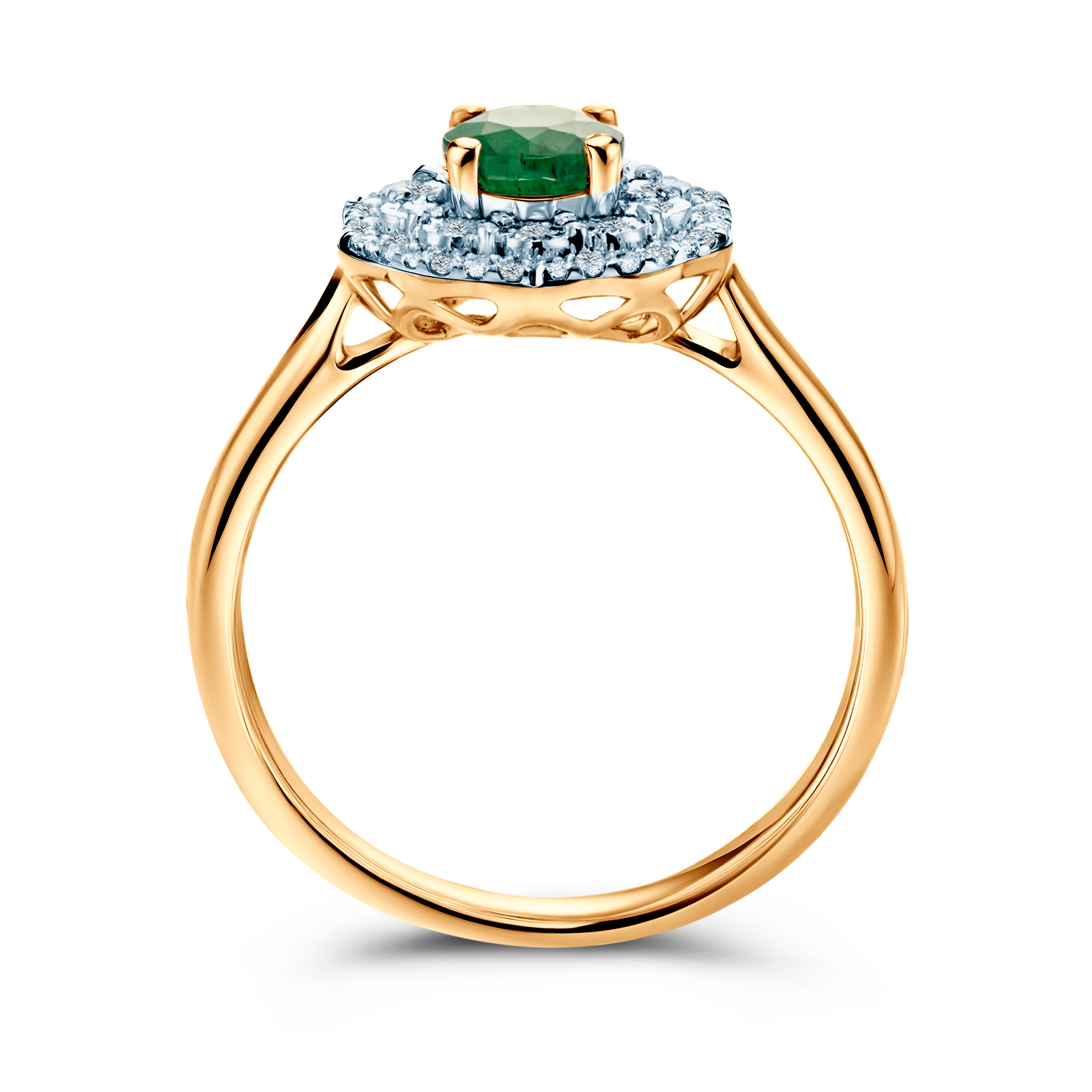 Ring Rosavine: zweifarbiges Gold, Smaragde, Diamanten