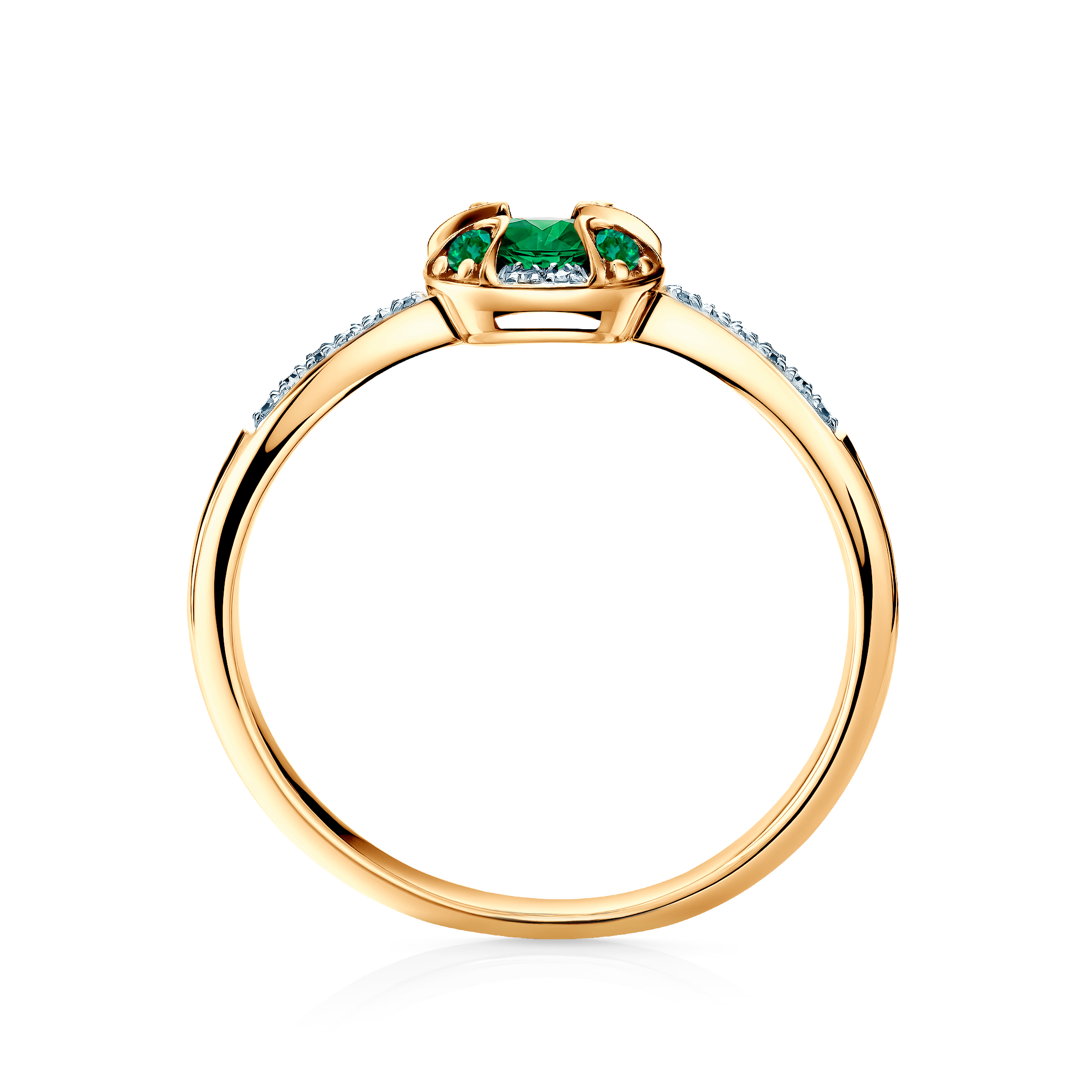 Ring Rosavine: zweifarbiges Gold, Smaragde, Diamanten