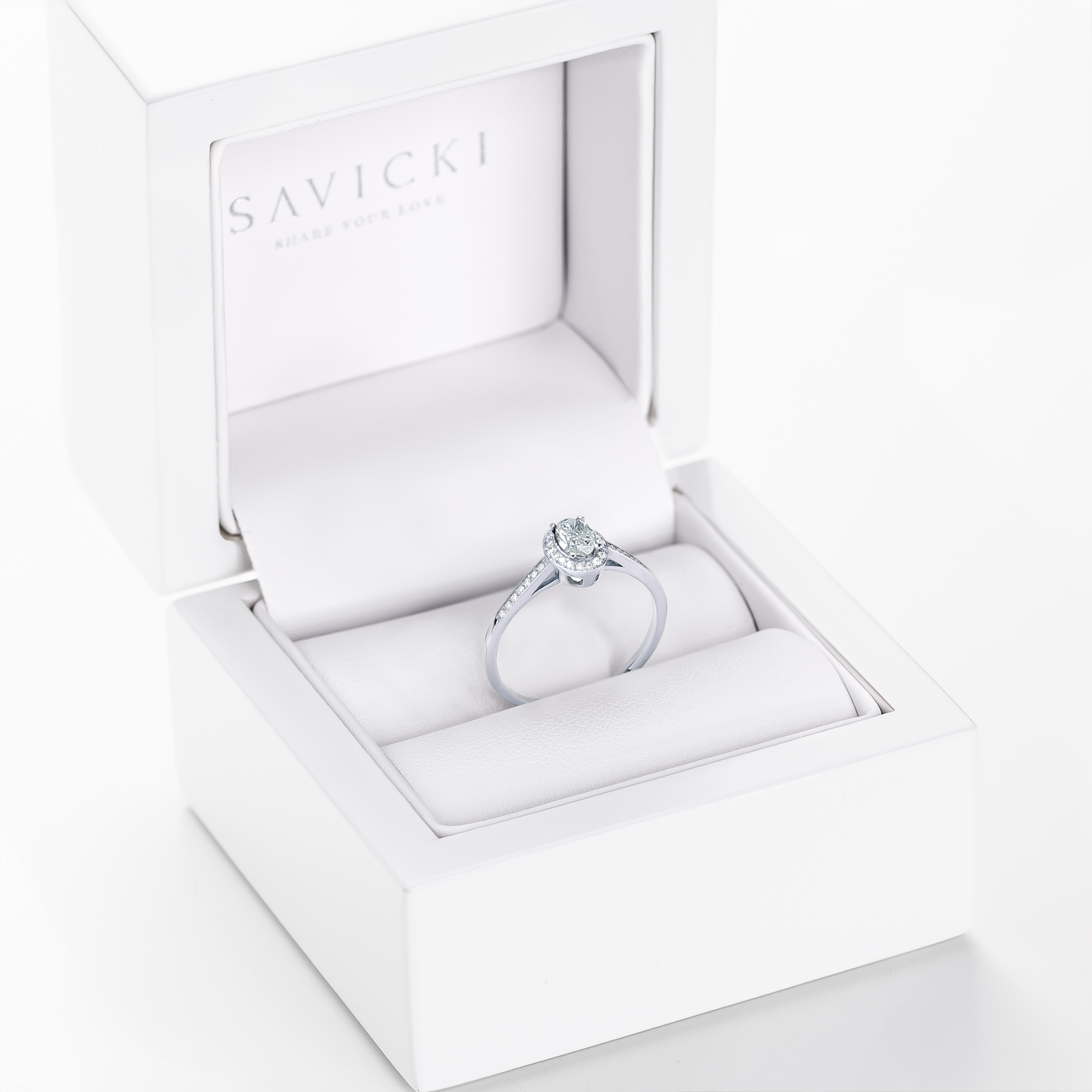 Pierścionek zaręczynowy SAVICKI: białe złoto, diamenty