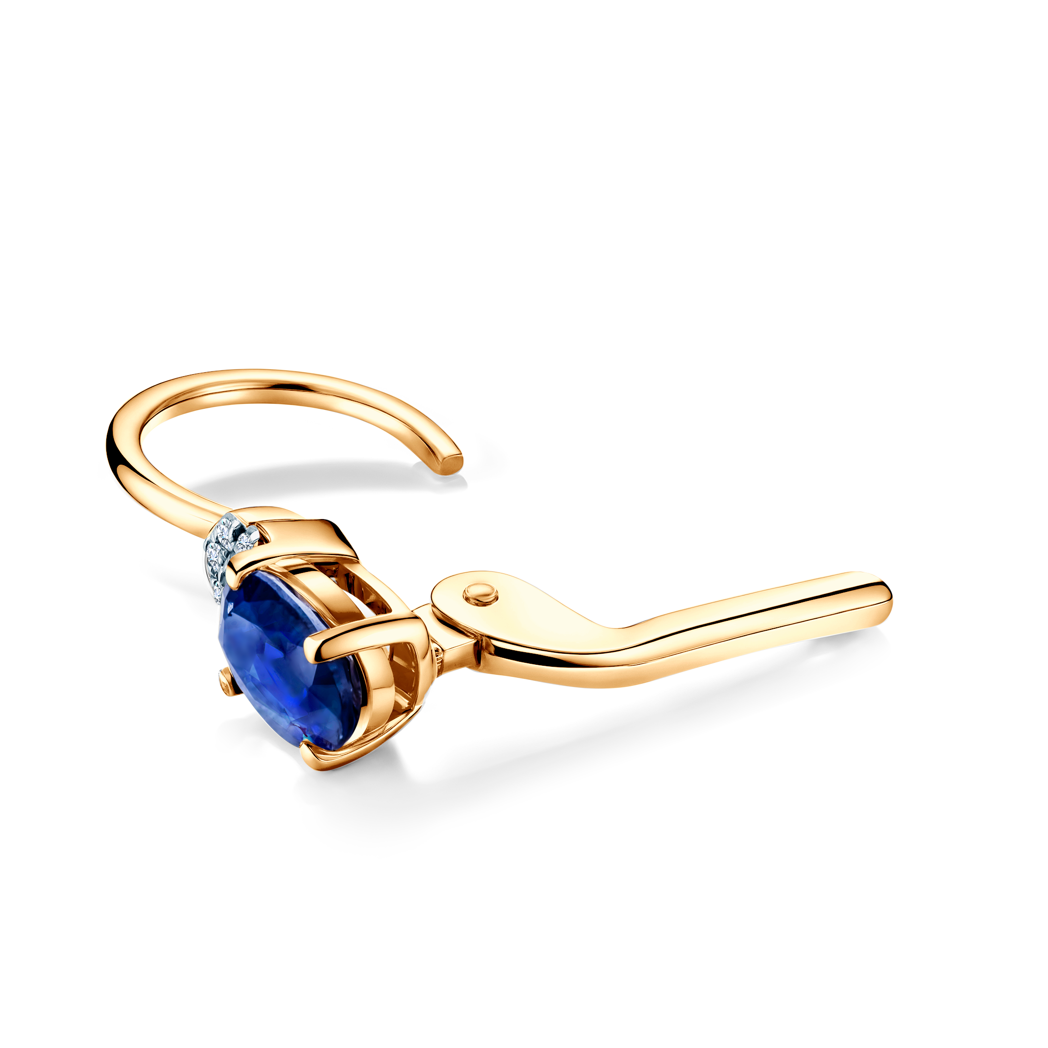 Ohrringe Savicki: zweifarbiges Gold, blaue Saphire, Diamanten