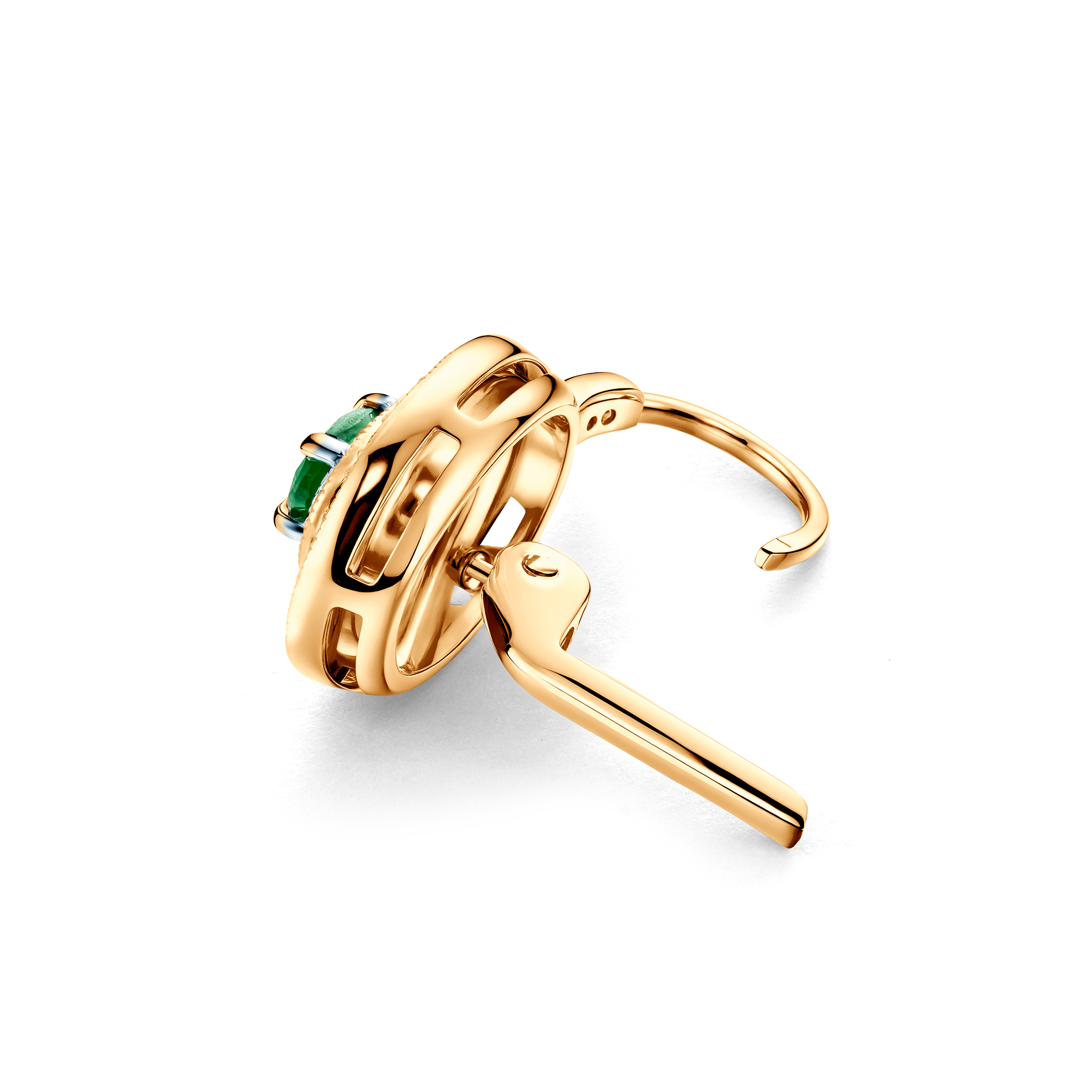 Ohrringe Rosavine: zweifarbiges Gold, Smaragde, Diamanten