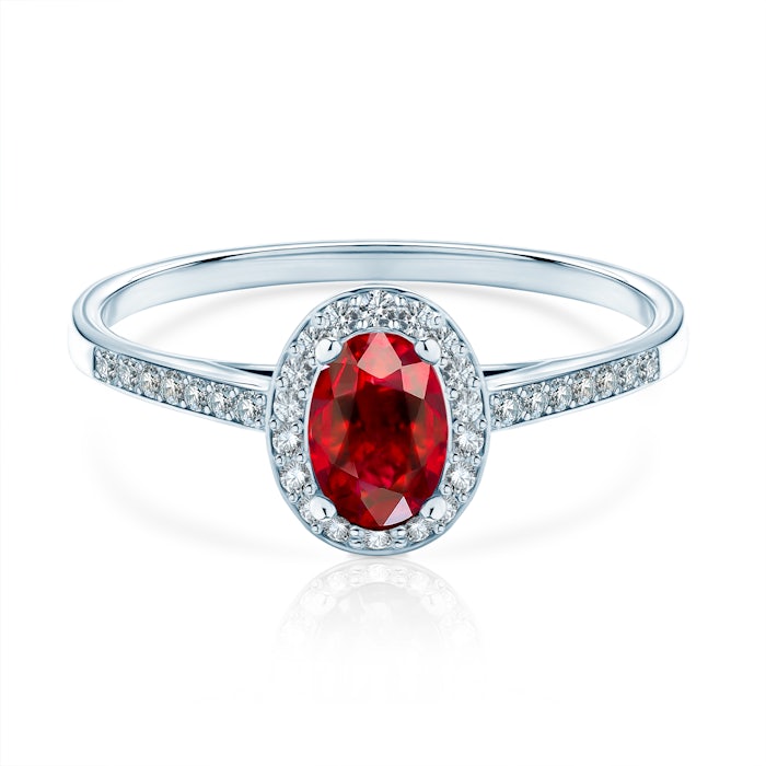 Red Passion Collection | Halo Ring: white gold, ruby