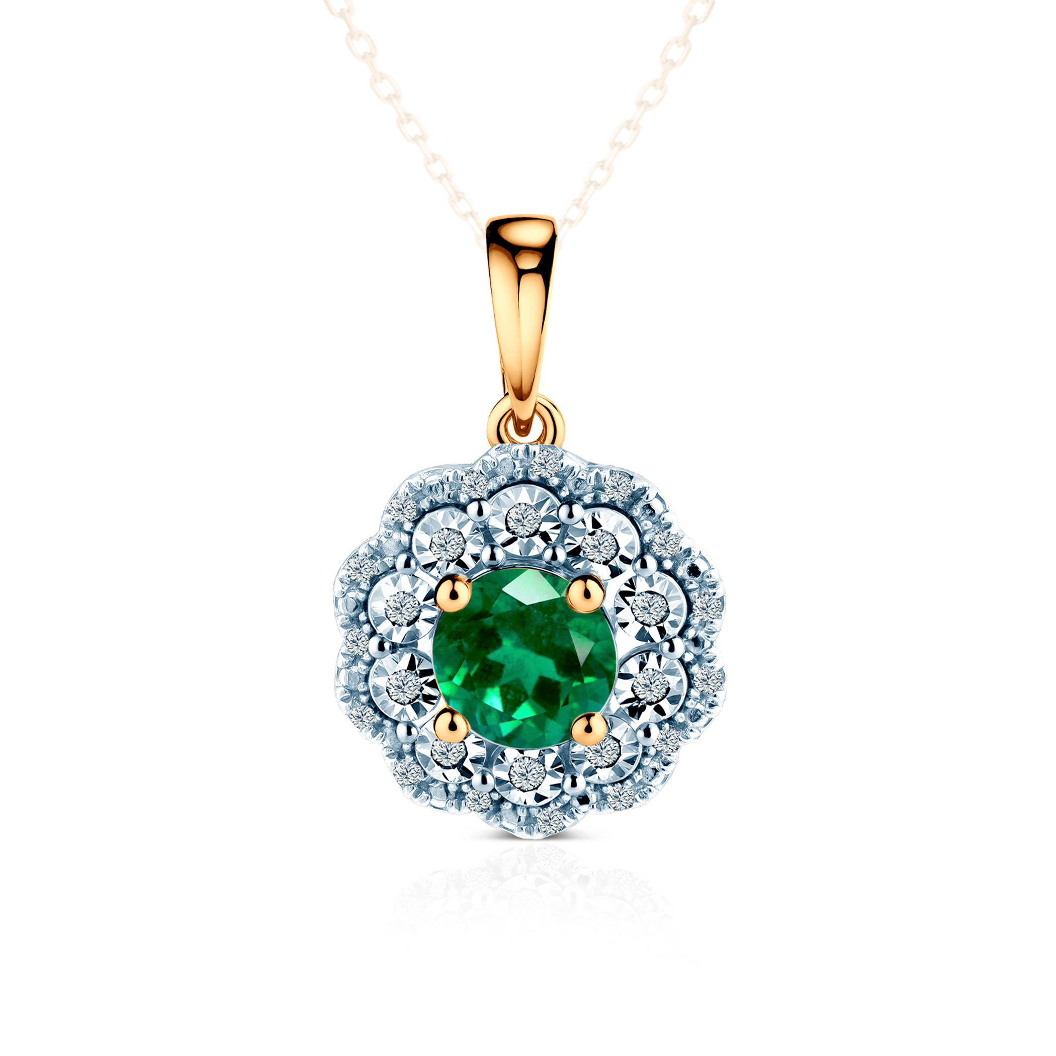 Zawieszka Rosavine: dwukolorowe złoto, szmaragd, diamenty