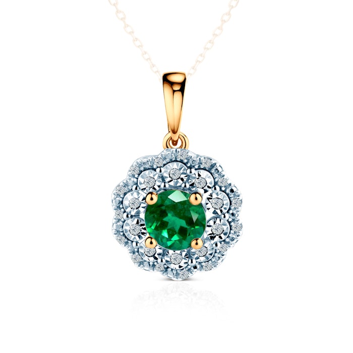 Zawieszka Rosavine: dwukolorowe złoto, szmaragd, diamenty