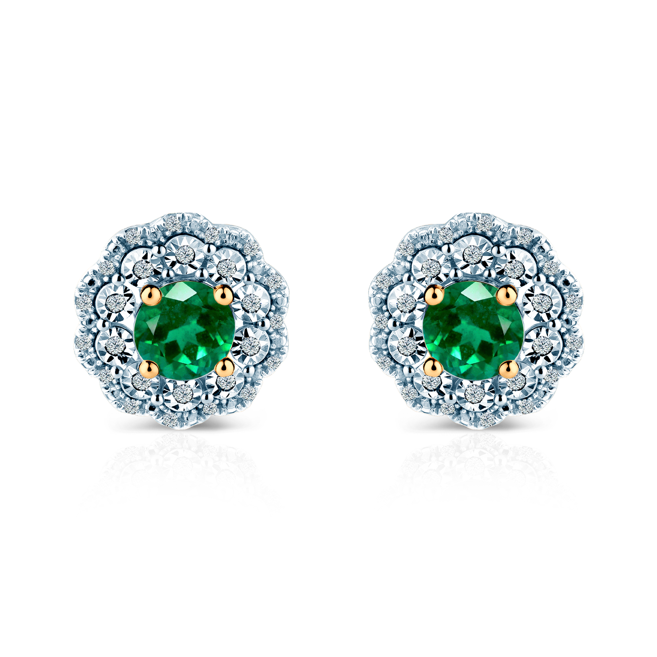 Kolczyki Rosavine: dwukolorowe złoto, szmaragdy, diamenty
