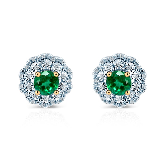 Kolczyki Rosavine: dwukolorowe złoto, szmaragdy, diamenty