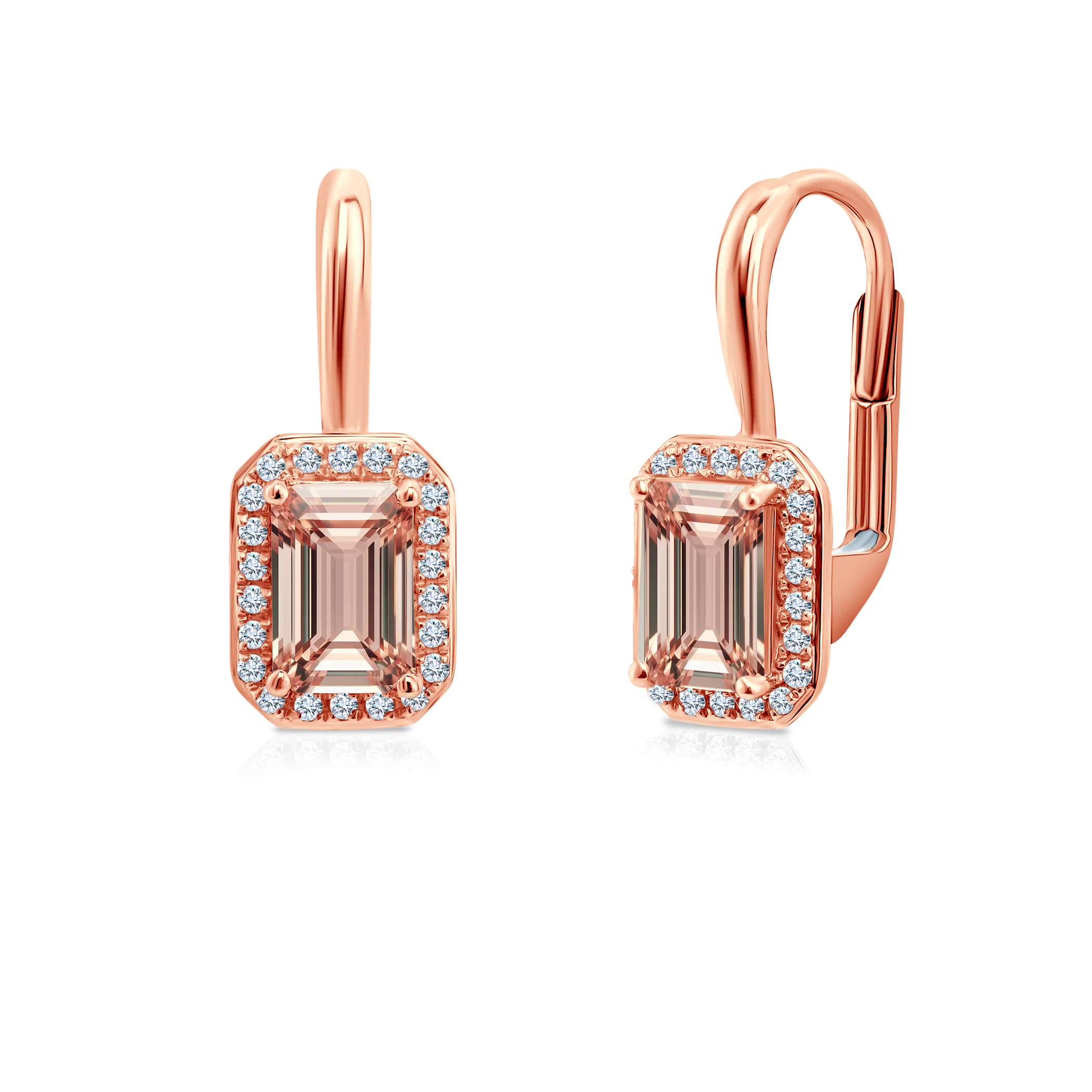 Kolczyki Savicki: różowe złoto, morganity, diamenty