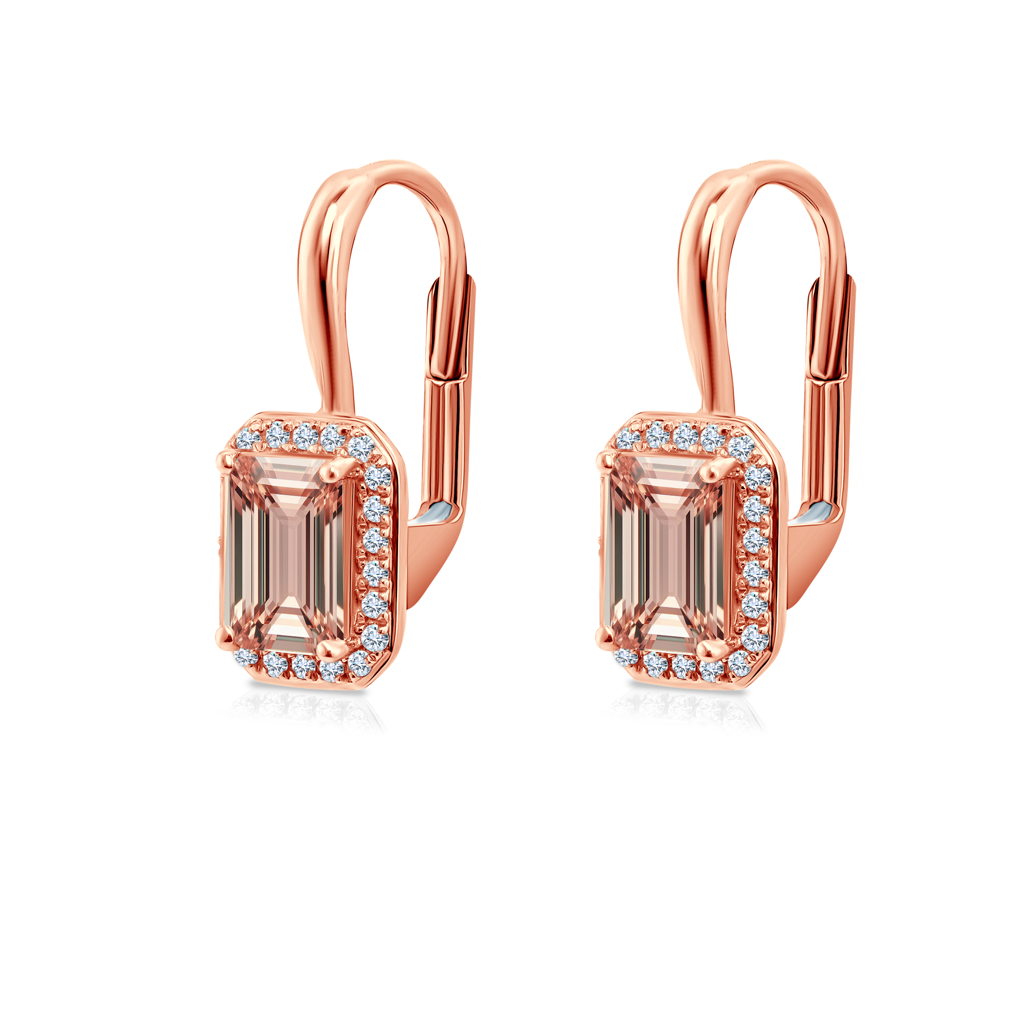 Kolczyki Savicki: różowe złoto, morganity, diamenty