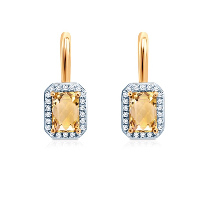 Kolczyki Savicki: złote, cytryny, diamenty