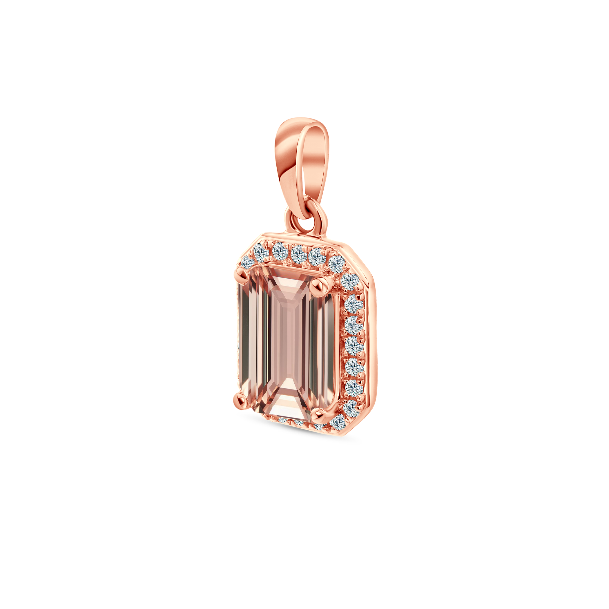 Zawieszka Savicki: różowe złoto, morganity, diamenty