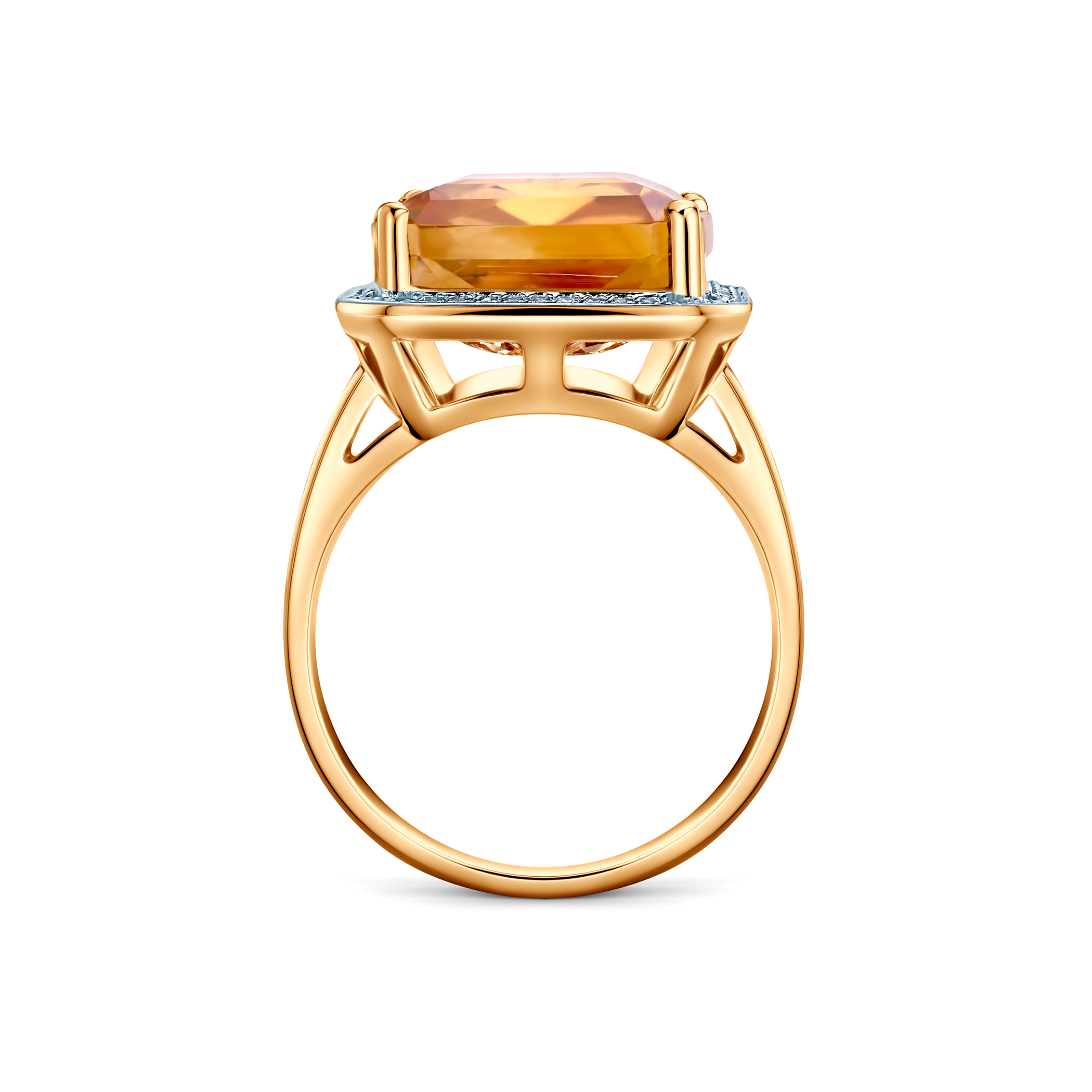 Goldring Savicki: zweifarbiges Gold, Citrin, Diamanten