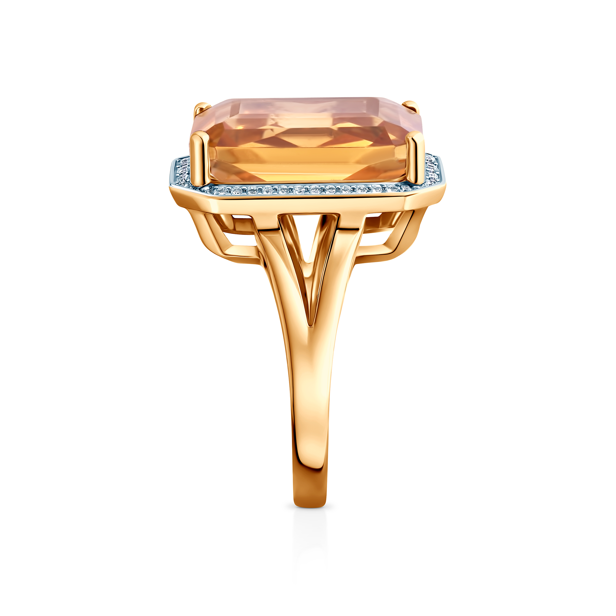 Goldring Savicki: zweifarbiges Gold, Citrin, Diamanten