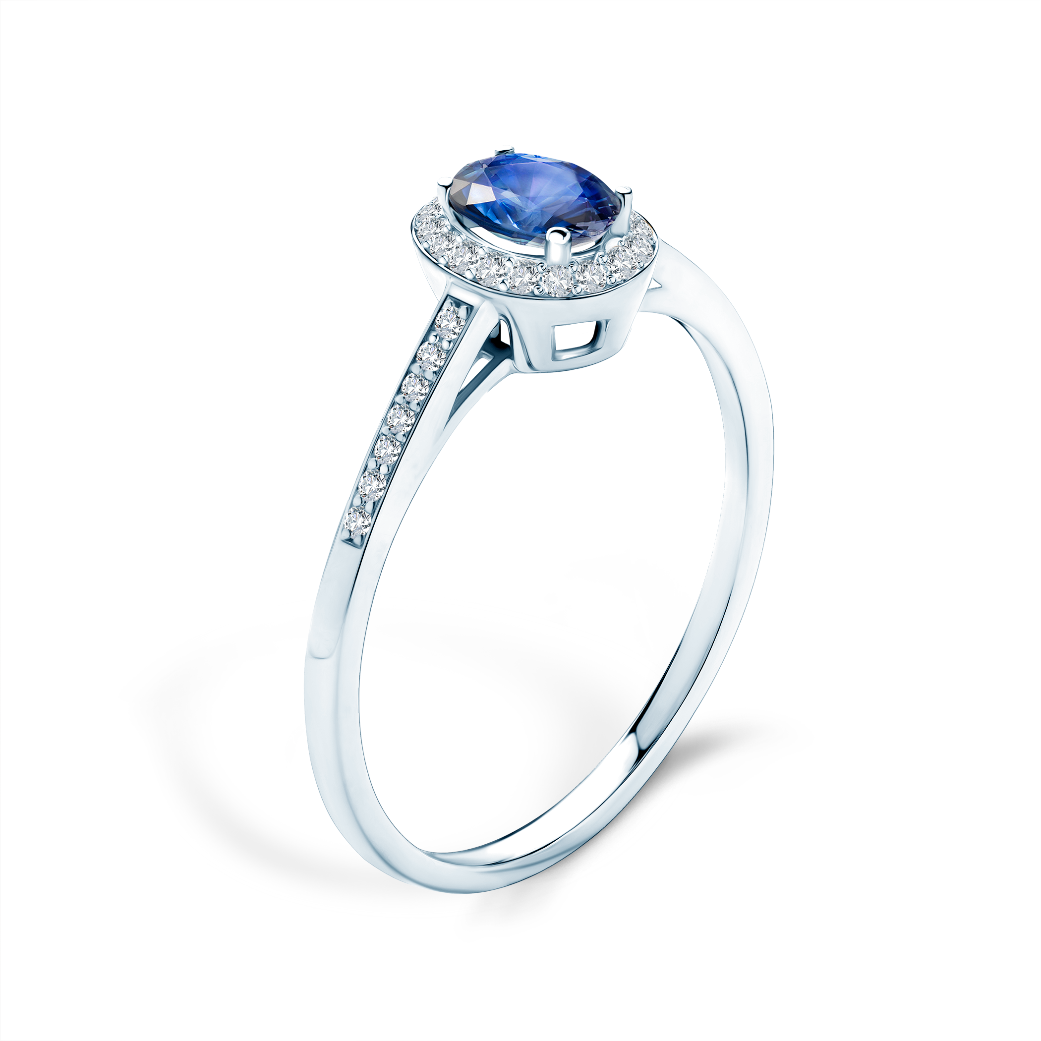 Pierścionek Heart of the Ocean: białe złoto, niebieski szafir