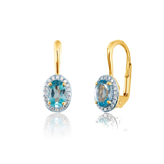 Kolczyki Savicki: złote, diamenty, topazy