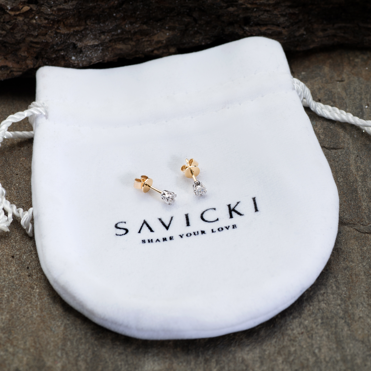 Kolczyki Savicki: złote, diamenty - 5