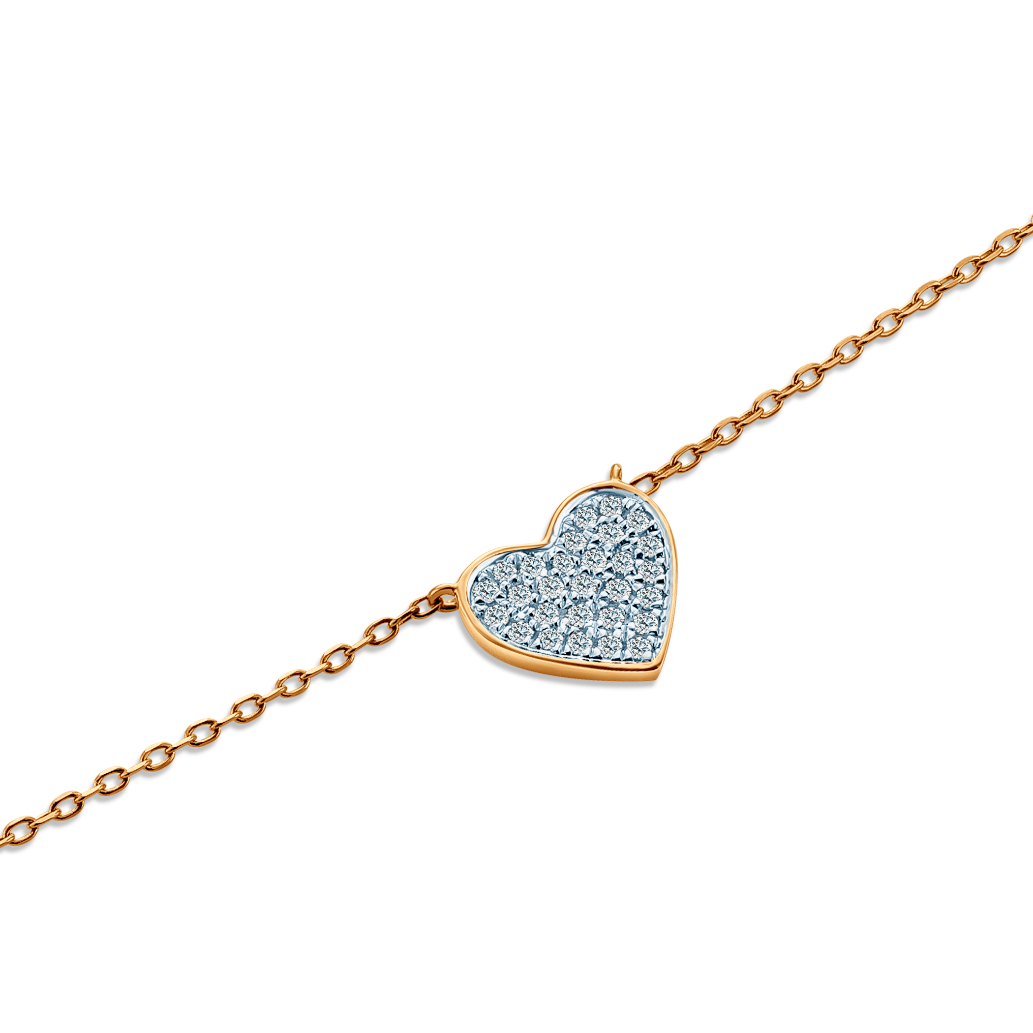 Naszyjnik serce złoty 585 z białymi diamentami 0.06ct 42 cm - 3