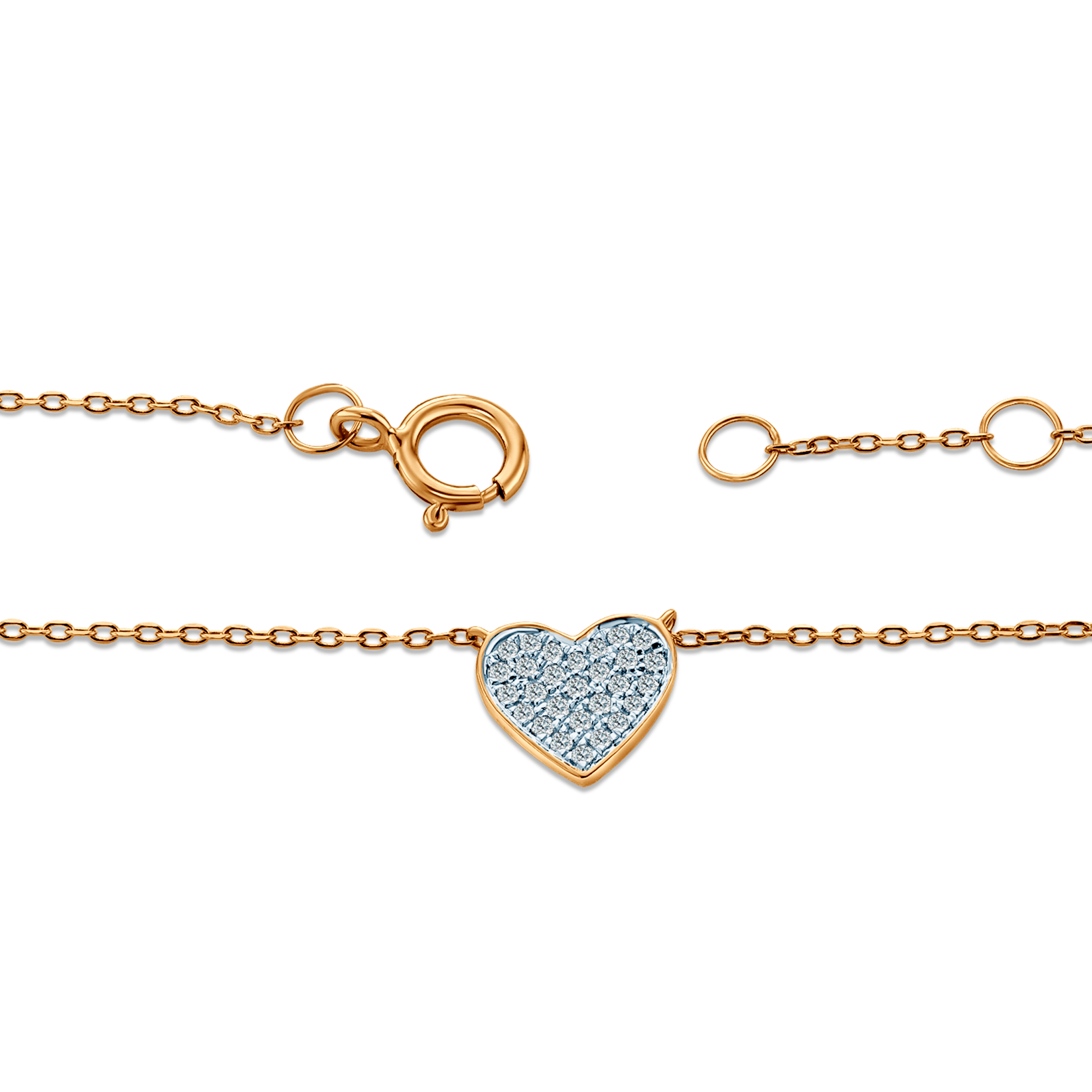 Naszyjnik serce złoty 585 z białymi diamentami 0.06ct 42 cm - 4