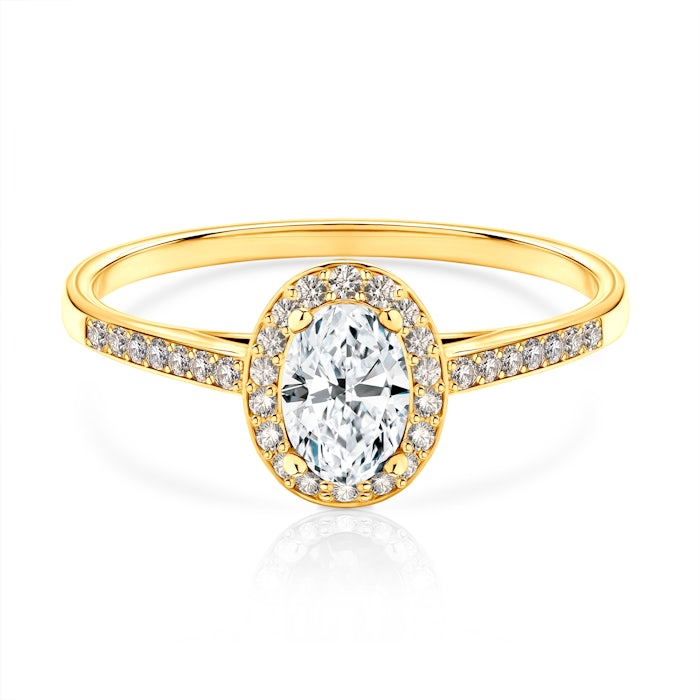 Halo Engagement Ring: gold, diamonds