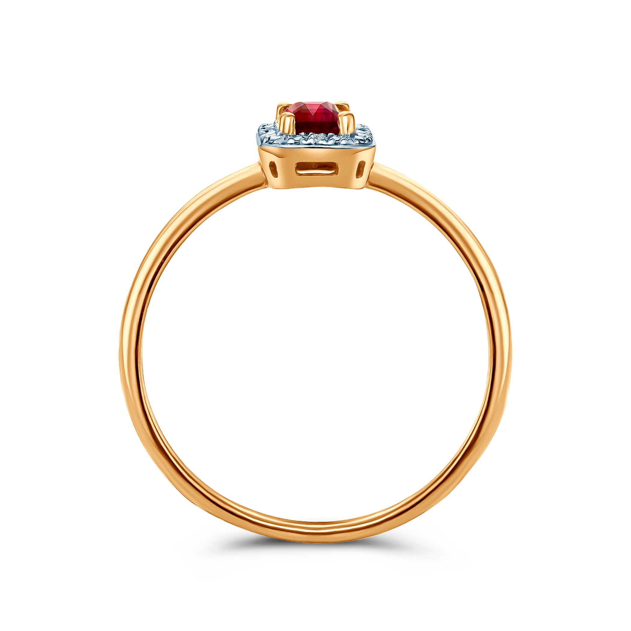 Verlobungsring SAVICKI: zweifarbiges Gold, Rubin, Diamanten