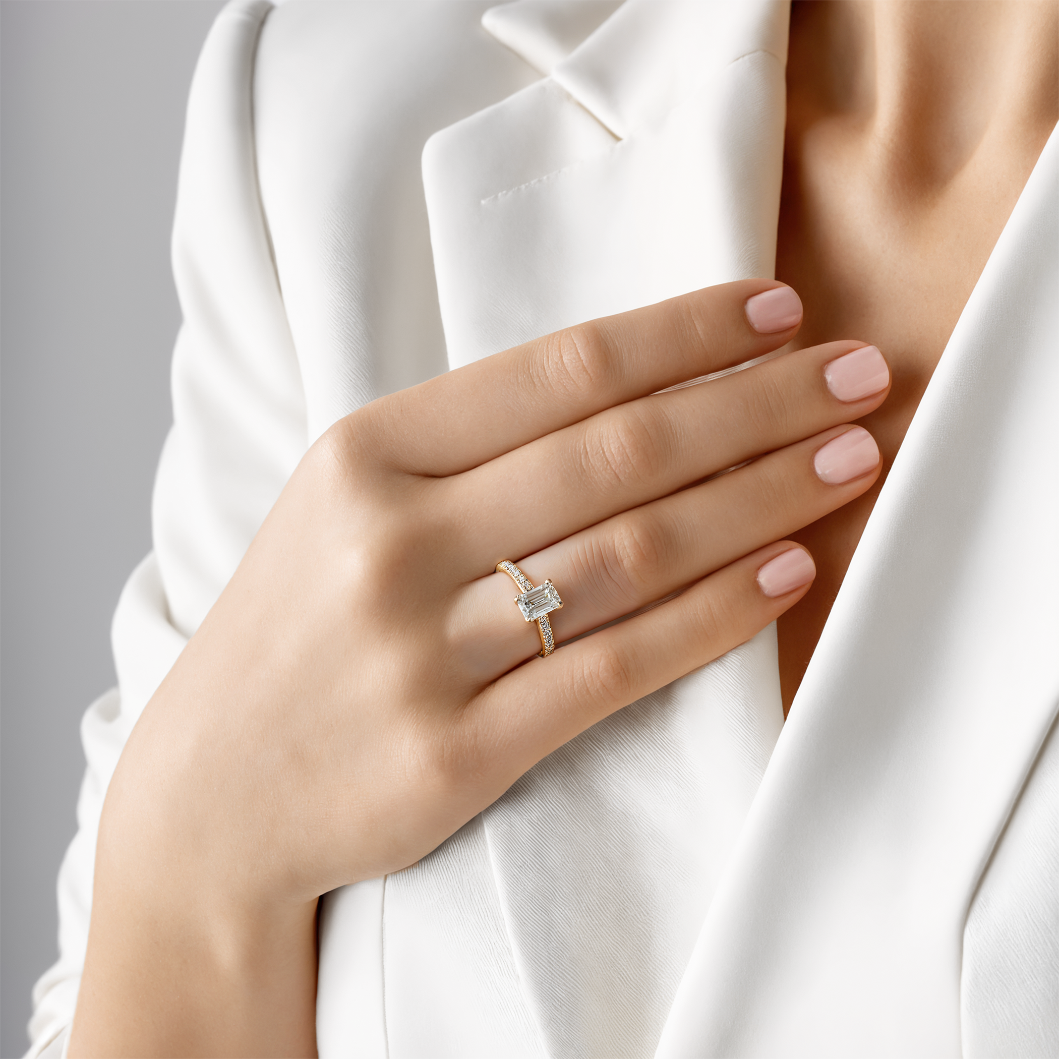 Verlobungsring SAVICKI: zweifarbiges Gold, Labordiamant