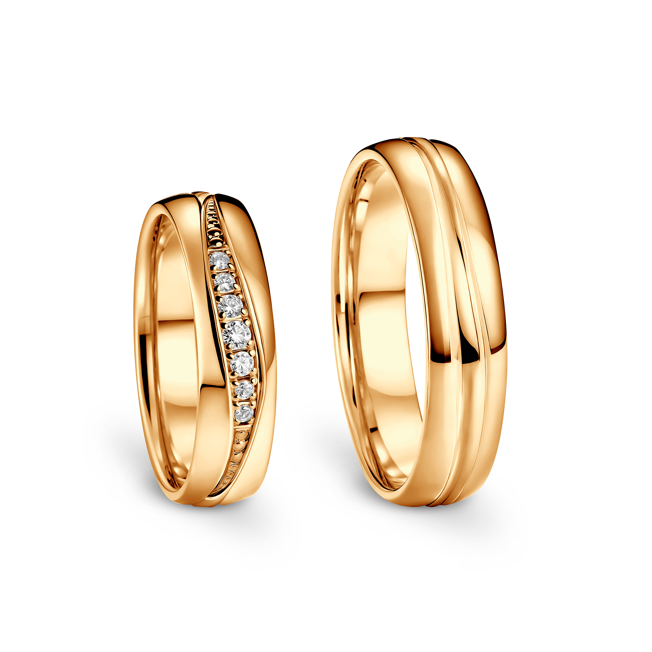 Trauringe: Gelbgold, halbrund, 5 mm