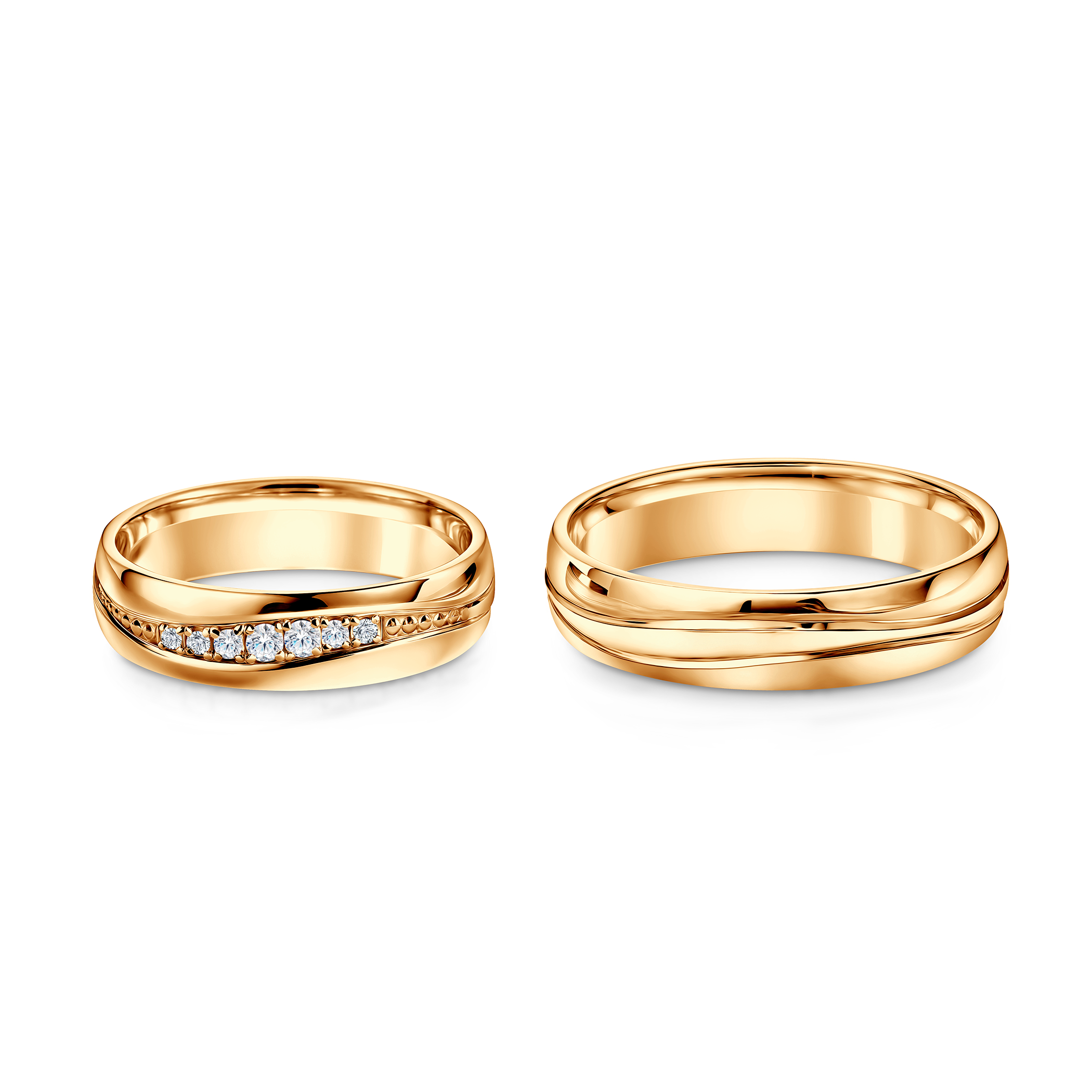 Trauringe: Gelbgold, halbrund, 5 mm