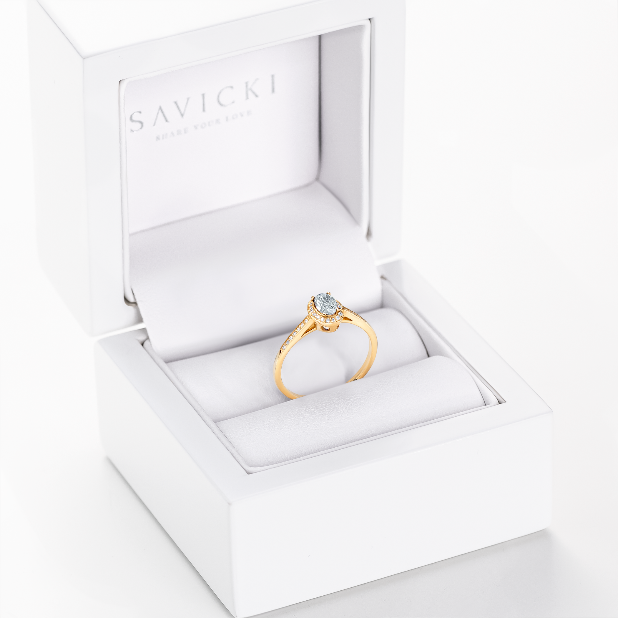 Pierścionek zaręczynowy SAVICKI: złoty, diamenty - 6