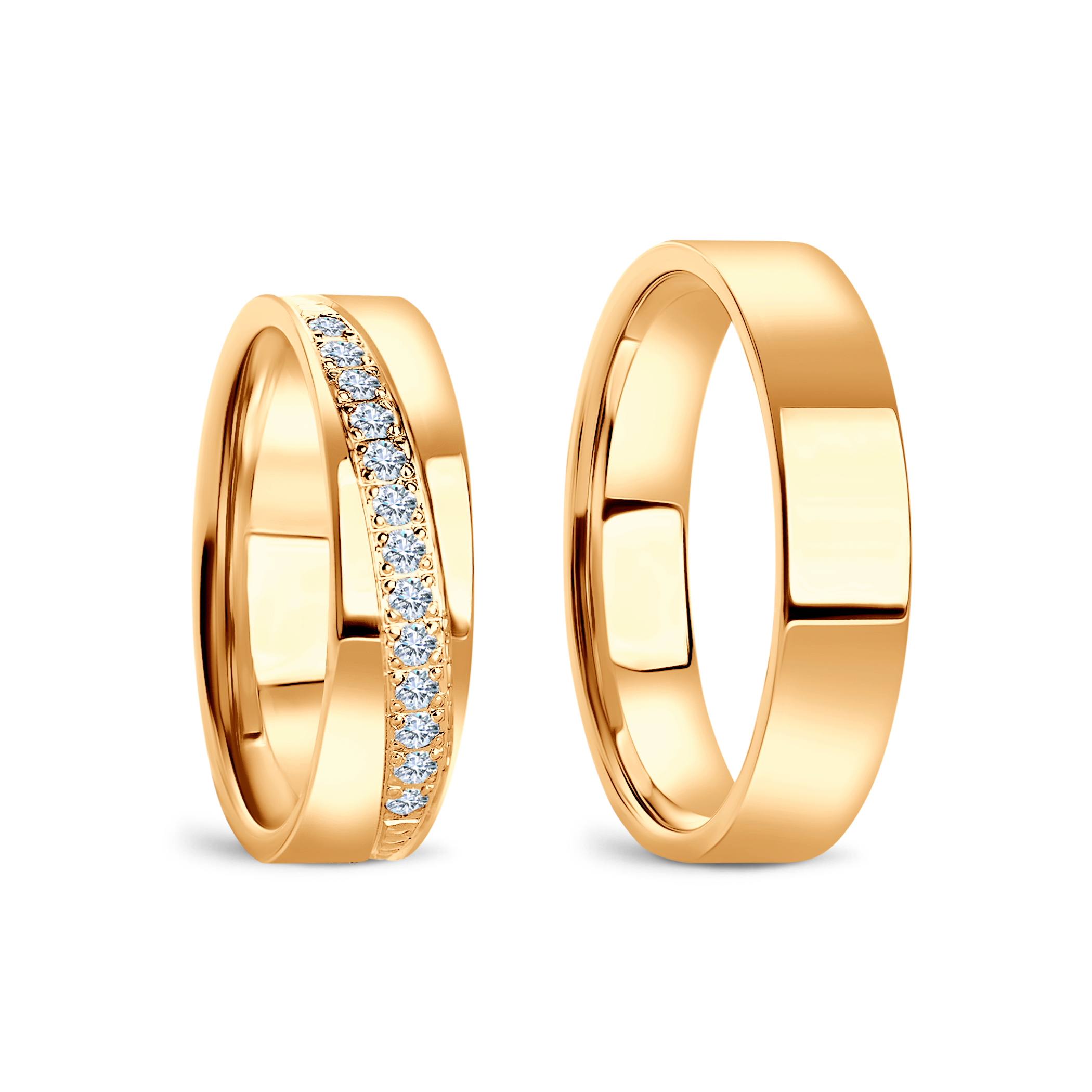 Obrączki ślubne: żółte złoto, płaskie, 5 mm