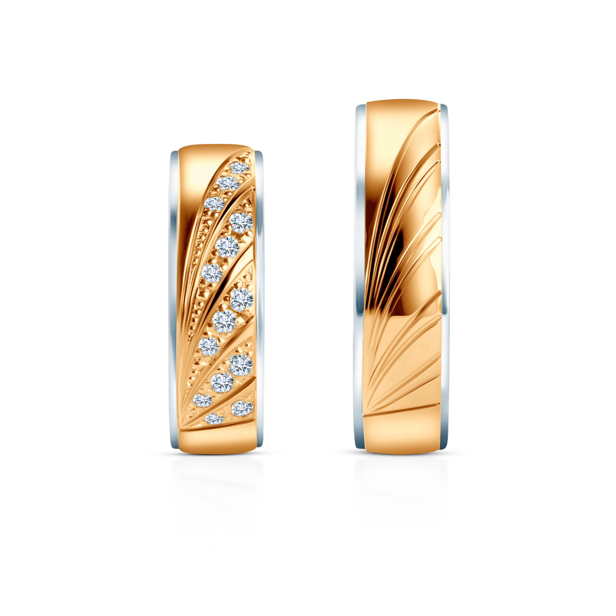 Obrączki ślubne: dwukolorowe złoto, półokrągłe, 6 mm