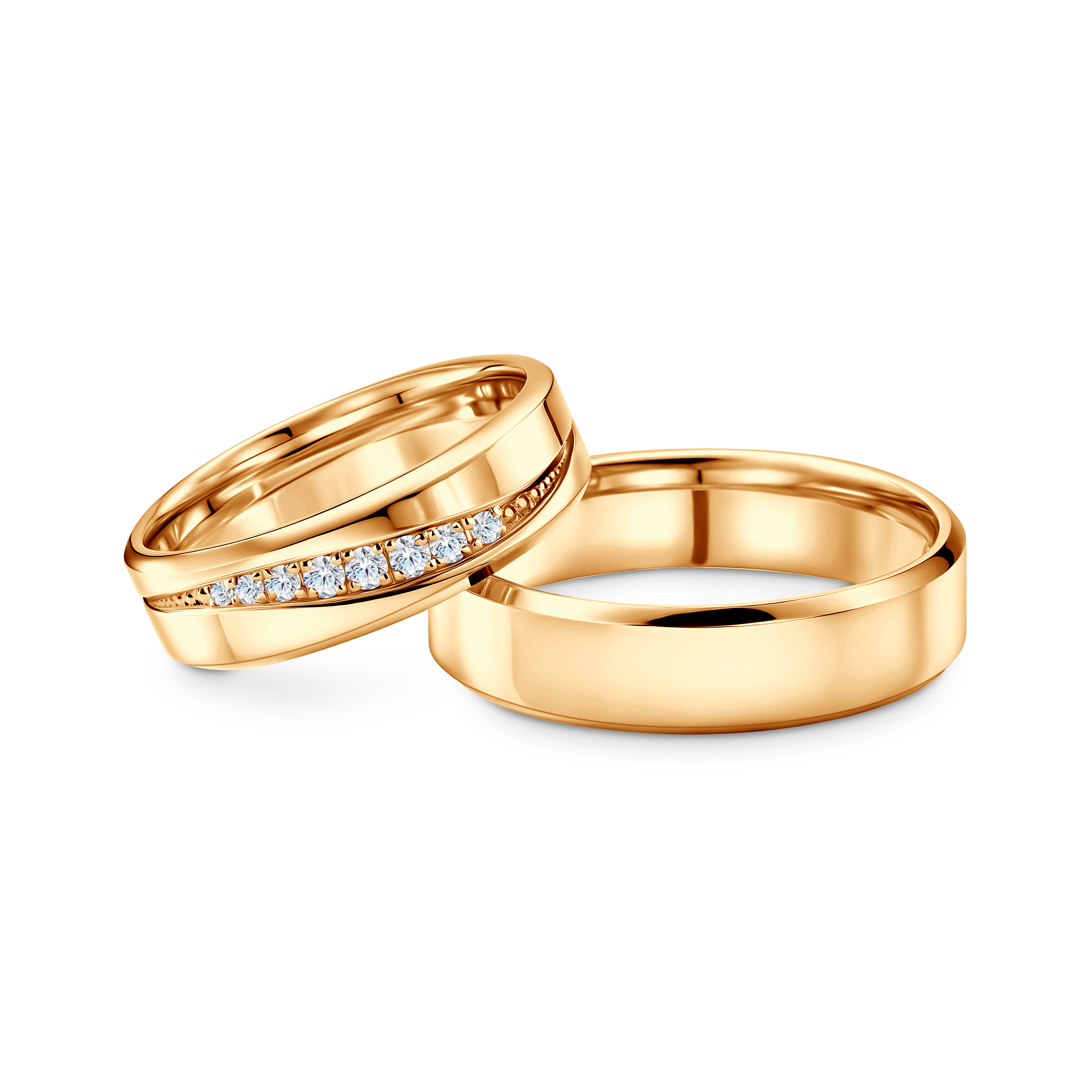 Obrączki ślubne: żółte złoto, fazowane, 5,5 mm