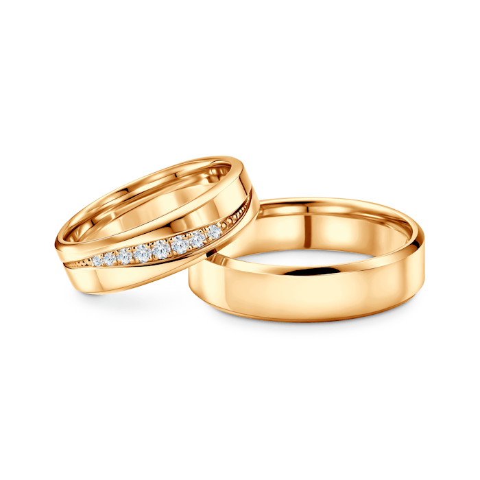 Obrączki ślubne: żółte złoto, fazowane, 5,5 mm