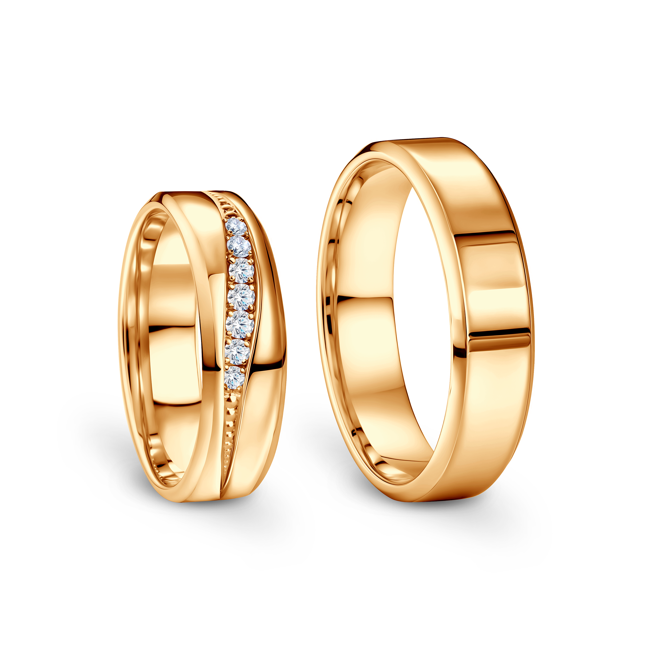 Obrączki ślubne: żółte złoto, fazowane, 5,5 mm - 3